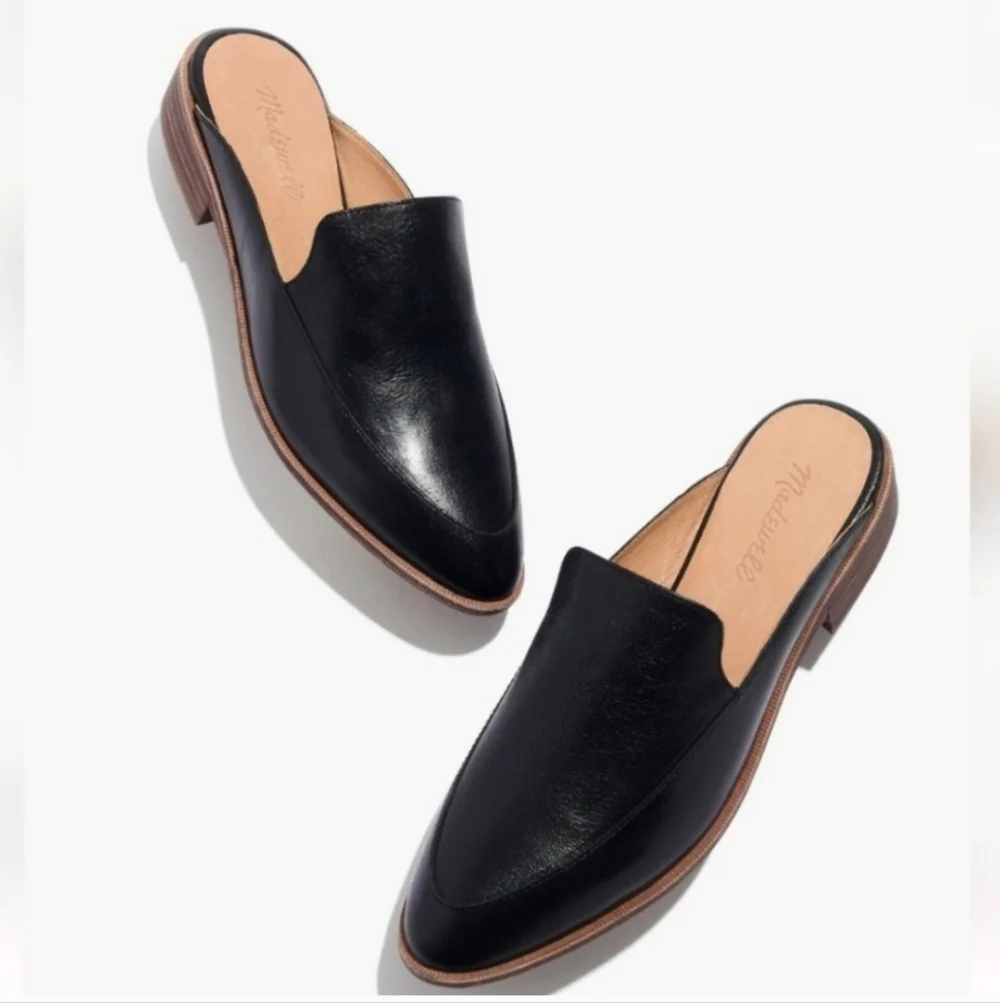 MADEWELL FRANCES mules/slides BLACK Leather size 9